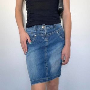 90s union bay floral embroidery midi skirt